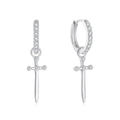 Orecchini a pugnale in argento S925 con dettagli in zircone su uno sfondo bianco - Argento 925 / Argento