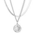 Dubbellaagse zilveren ketting met kroonhanger, slangenketting en gedraaid ontwerp - Zilveren Dubbele Laag Kroon Hanger Ketting (KN232332-Z)
