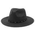 Detail of black woven fedora hat featuring gold and silver metallic rivet embellishments - M(56-58cm) / Black