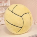 Soft yellow volleyball plush toy pillow with realistic black stitching and fuzzy texture - Yellow Volleyball Pillow