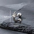Snake helix earring with water-drop zircon stone on dark rock, size 0.89cm by 0.9cm - Snake Zircon Style (S441)