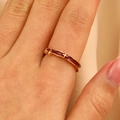 Gothic gold ring with red enamel and star engraving for women in a vintage style - KC Gold Star Style