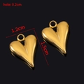 Polished golden heart-shaped stainless steel charms with 1.2cm x 1.5cm dimensions - Style E Heart Pendant / 5 Pieces / Gold