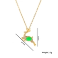 Golden reindeer necklace with emerald gemstone and diamonds pendant 27mm x 20mm 3.2g - Gold (8818)