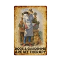 Vintage metal sign with Dogs & Gardening Are My Therapy quote for garden wall decor - 11740(21)