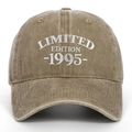 Front view of washed cotton baseball cap with Limited Edition 1995 embroidery - Adjustable / Khaki