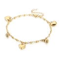 Goldenes Herz-Ankle-Armband mit kleiner Perlenkette für Damen auf weißem Grund - Gold (KJ2900-Z)