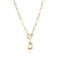 Gold paperclip chain necklace with a 3D letter D pendant and toggle clasp - Letter D