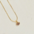 Collana dorata chic con pendente amuleto Malocchio in zircone rosa e nero - Malocchio in Zircone Rosa
