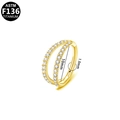 Golden F136 titanium double row zircon clicker hoop with 10mm inner diameter - 10mm / Gold Double Layer Rhinestone