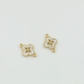 18k gold-plated clover pendant with white mother of pearl and zircon for DIY jewelry - Double Hook Zircon Clover 17*12mm
