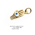 Golden Hamsa Hand pendant with blue Evil Eye and clear zircon micro-inlays - 6# Hamsa Hand