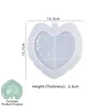Leaf shaped silicone mold for resin craft with detailed size labels and height dimensions - Type 4 Leaf