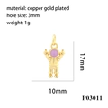 Vista dettagliata del ciondolo astronauta dimensioni 17mm per 10mm placcato oro 18K - P03011-Astronauta Oro e Viola