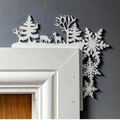 Décoration de coin de porte blanche en métal avec cerf et flocon pour Noël - Style Renne Broutant Blanc (20cm)