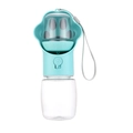 Portable pet water bottle in light blue featuring a cute animal-shaped drinking trough - Cat Paw-330ml Water + 100g Food / Blue