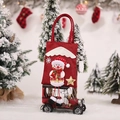 Sacchetto regalo di Natale in juta rossa con pupazzo di neve 3D e luci LED festive - Pupazzo di Neve / Rosso