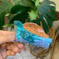 Detailed close-up of a blue sea turtle hair claw clip made of acetate with smooth teeth - Blue Sea Turtle