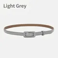 Women's minimalist light grey genuine leather belt with matte square buckle for jeans - 105cm / Light Gray