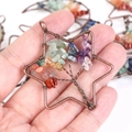 Handmade pentagram tree of life pendant with colorful natural chakra stone chips - Antique Bronze Hexagram Star Pendant