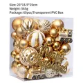Set di 65 palline di Natale dorate con targa Merry Christmas in scatola PVC - Set di decorazioni natalizie da appendere / Platino
