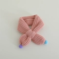 Detail of pink knitted baby scarf featuring soft yarn texture and colorful pompom accents - Colorful Pom Pom Style / 60-80cm / Pink