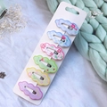 6-pack of colorful candy-colored hair clips for kids with cute floral and cherry patterns - Wavy Oval Cartoon Hair Clips 6Pcs Set (C3)