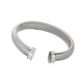 Silver tubogas flexible open bangle bracelet with sparkling rhinestone accents for women - 12mm Silver Open Bangle