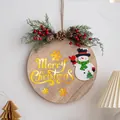 Targa natalizia da 30cm con pupazzo di neve, pigne e scritta Merry Christmas - Modello Merry Christmas Pupazzo di Neve