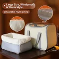 Portable cream pet carrier with thick grey fleece liner and detachable warm winter padding - Winter Fleece Style