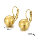 Polished 18k gold plated stainless steel 10mm ball hoop earrings for women - Gold (KLJ593-Z)