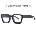 Glossy black wide frame square blue light blocking glasses with clear lenses - Glossy Black Frame
