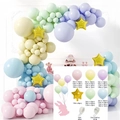Pastel macaron balloon arch kit with pink blue green and gold star foil balloons - Macaron Pentagram Set Style (Set 023)