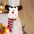 Weihnachts-Rentier-Vorhanghalter aus weißem Plüsch mit Streifenschal, 26x28cm groß - Rentier mit Gestreiftem Schal(SD-CLK-001-C)