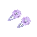 Par de pinzas para el cabello de flor violeta con pedrería sobre base de metal - Violeta Claro