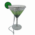 Macro shot of silver crystal martini glass bag with green lemon slice and metal chain - Wizard of Oz (Silver Green)