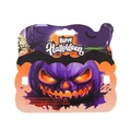 Halloween purple pumpkin display card for festive accessories with hanging hole and safety warnings - One Size / Halloween Card Style