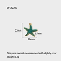 Detailed size measurement of turquoise enamel starfish pendant with gold-plated metal edges - Starfish-DFC122BL-Cyan