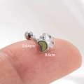 Star and moon cartilage piercing earring with green crescent and clear zircon on fingertip - 5# Silver (Green)