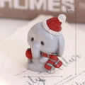 Christmas elephant resin ornament with red hat and striped scarf for tree decoration - Christmas Elephant
