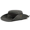 Dark grey breathable sun hat with wide brim, mesh crown, and adjustable chin strap - Army Green