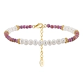 Bracelet bohème en argent S925 doré avec perles d'eau douce et pierres violettes - Style Perle Gemme Violette (MPB02-14K)
