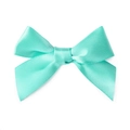 Handmade mint green satin ribbon bow for gift packaging and DIY hair accessories - Tiffany Blue