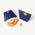 Dark blue cookie gift box with cartoon chick card and how much i luv u text printing - 7.3x4.8x7.3cm / Navy Blue