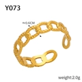 French style multi-layer textured titanium steel chain ring in golden finish, model Y073 - Y073-Chain Design / Open/Width 0.6cm / Gold