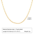 Collier minimaliste en acier inoxydable plaqué or IP avec chaîne trombone réglable 45-50cm - Style 2 (Chaîne Trombone) / 45-50cm (1.6mm de Large) / Collier