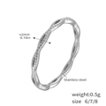Minimalist silver wavy stainless steel stacking ring 2mm width size 6/7/8 - Silver-Wavy Band