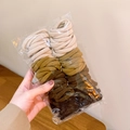 Neutral earth-toned 4.5cm high elasticity seamless towel hair ties set in clear packaging - Brown