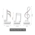 Minimalist white music note figurines set of 3 with matte finish and rectangle base - White