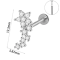 Piercing labret en acier inoxydable argenté avec zircone marquise incurvée - Style Incurvé Multi-Pierres (#9)